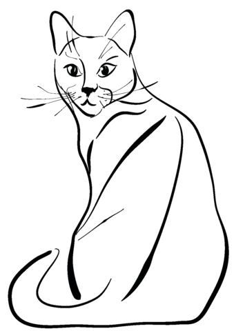 Sitting Cat Coloring Page